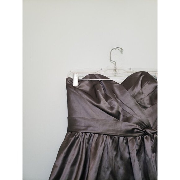 Alfred Angelo Womens 4 Bridesmaid Dress Prom Formal Strapless Shiny Gray Long - Picture 4 of 5